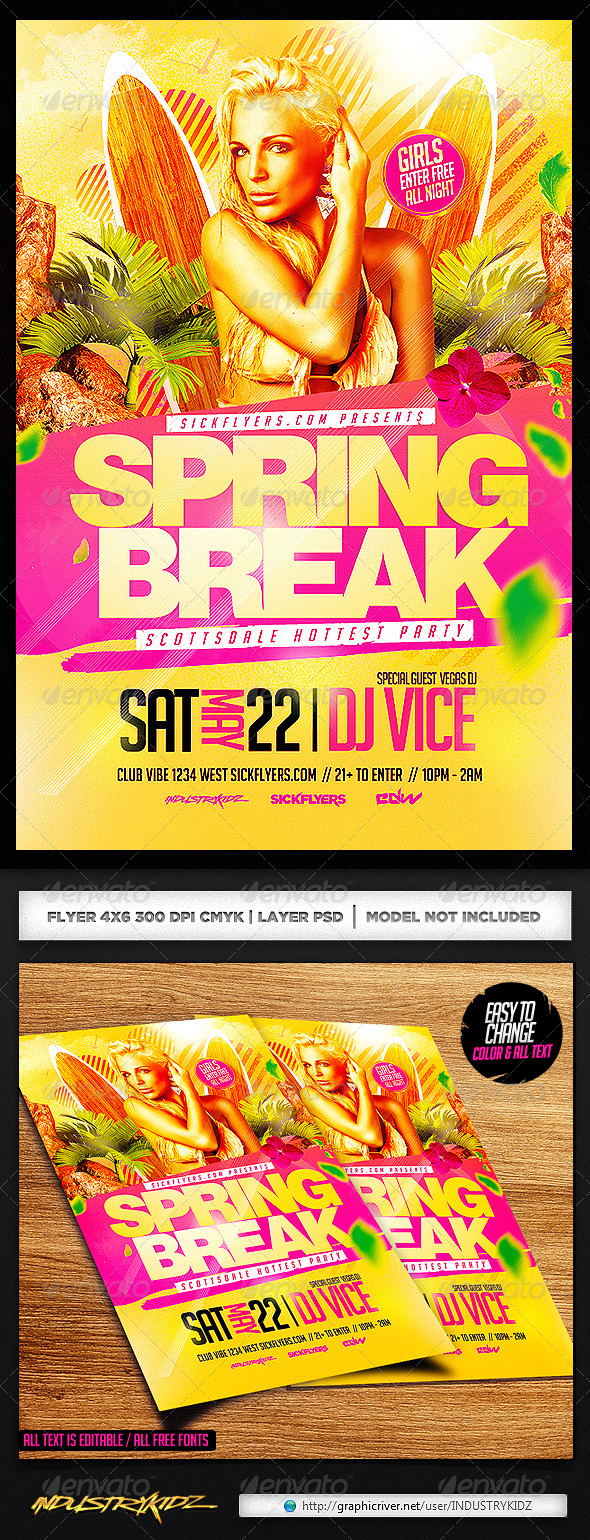 Spring Break Flyer Template PSD Spring Break Flyer Template PSD