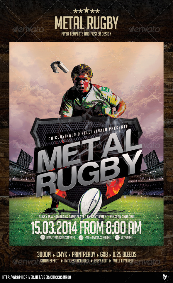 Metal Rugby Flyer Template - Sports Events