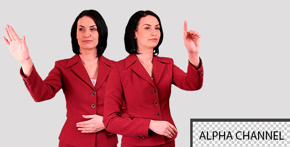 Business Woman Working With a Virtual Screen Business Woman Working With a Virtual Screen