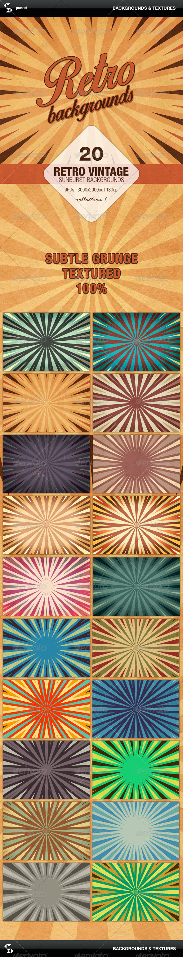 Retro Backgrounds Vintage Sunburst Collection 1 Retro Backgrounds Vintage Sunburst Collection 1