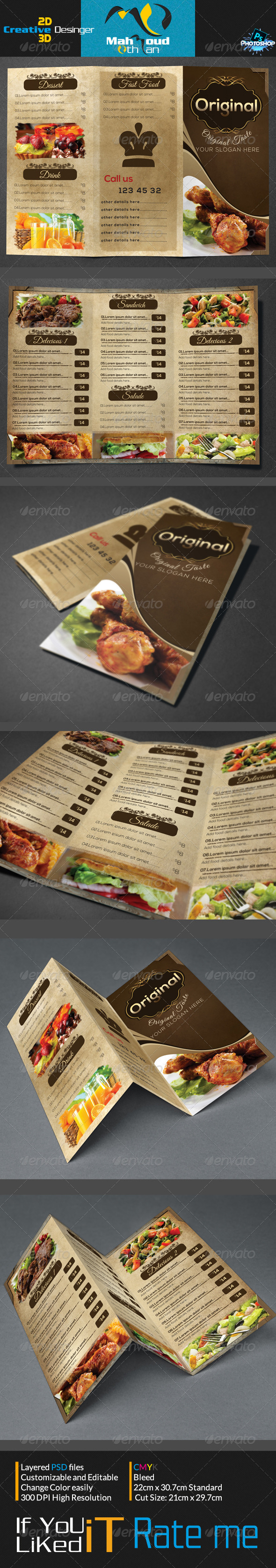 Vintage Trifold Restaurant Menu