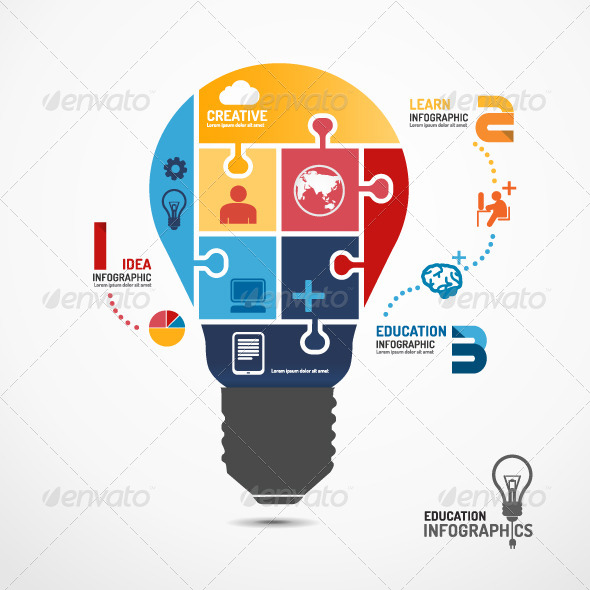 GraphicRiver Infographic Template Light Bulb Jigsaw Banner 7127423 GraphicRiver Infographic Template Light Bulb Jigsaw Banner 7127423