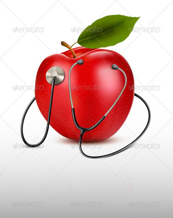 Stethoscope and Red Apple Medical Background Stethoscope and Red Apple Medical Background