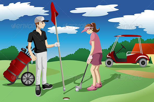 Young People Playing Golf Young People Playing Golf