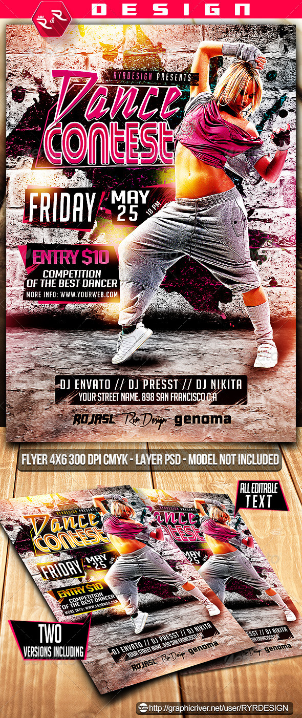 Dance Contest Flyer Template - Clubs & Parties Events