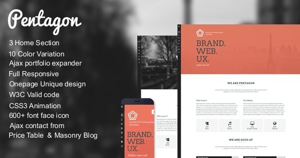 Pentagon - Unique Responsive Onepage template