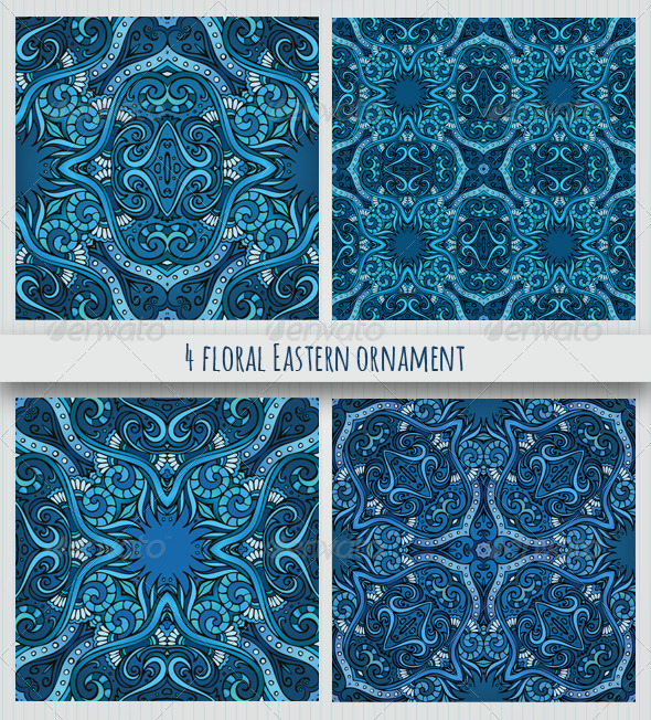 4 Floral Eastern Style Ornaments 4 Floral Eastern Style Ornaments