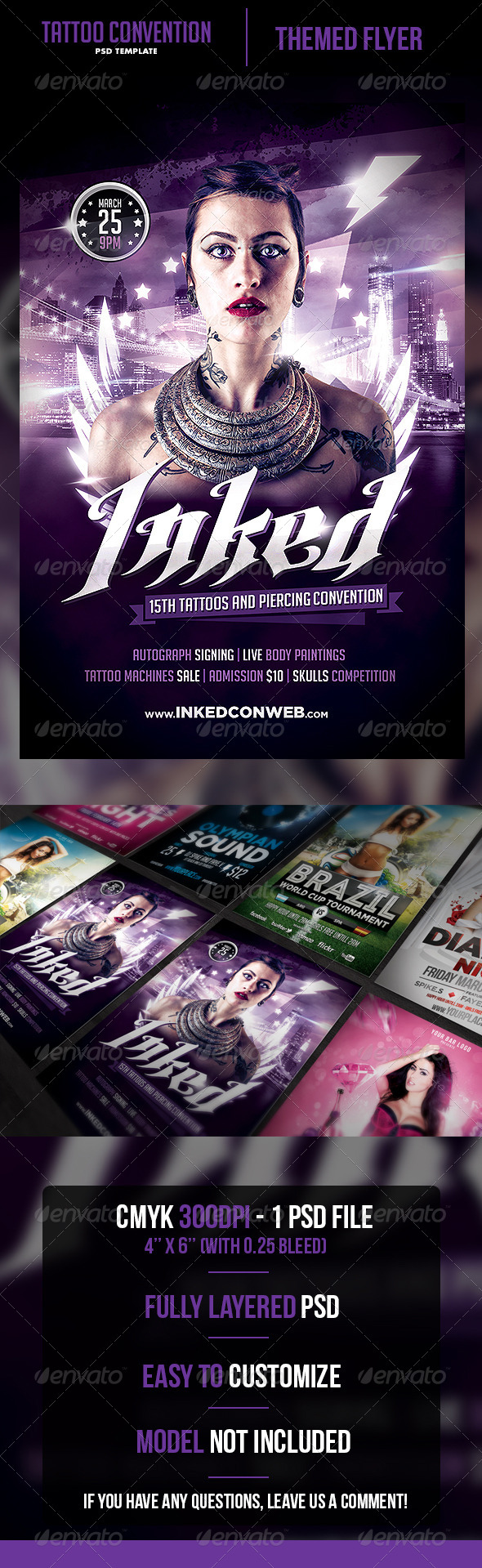 Tattoo Convention Flyer Template - Clubs & Parties Events
