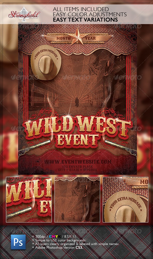 Wild West Gunslinger Flyer Poster Template - Events Flyers