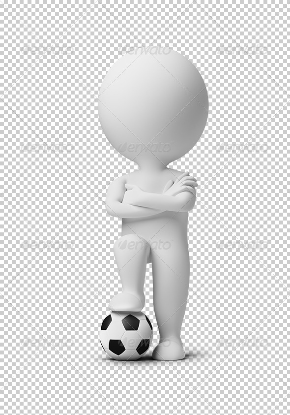3D Small People Soccer Player with a Ball 3D Small People Soccer Player with a Ball