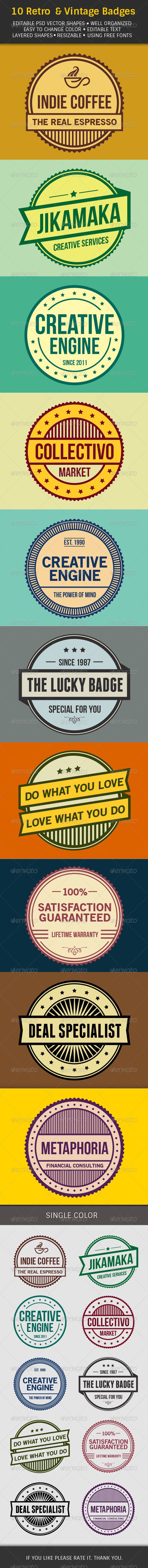 10 Retro & Vintage Badges 10 Retro & Vintage Badges
