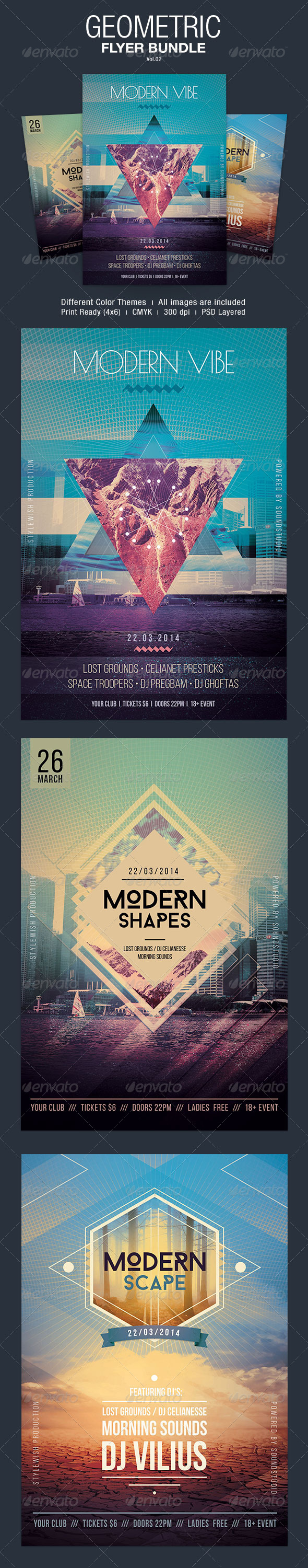 Geometric Flyer Bundle Vol.02 - Clubs & Parties Events
