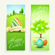 Set of Easter Cards with Decorated Eggs