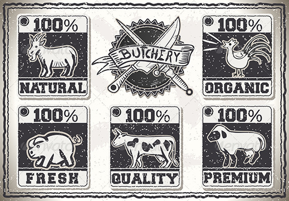Vintage Page for Butcher Shop Labels Vintage Page for Butcher Shop Labels