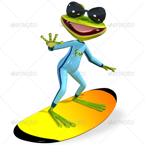 Green Frog on a Surfboard Green Frog on a Surfboard