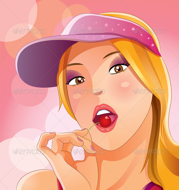 Girl with Cherry - People Characters