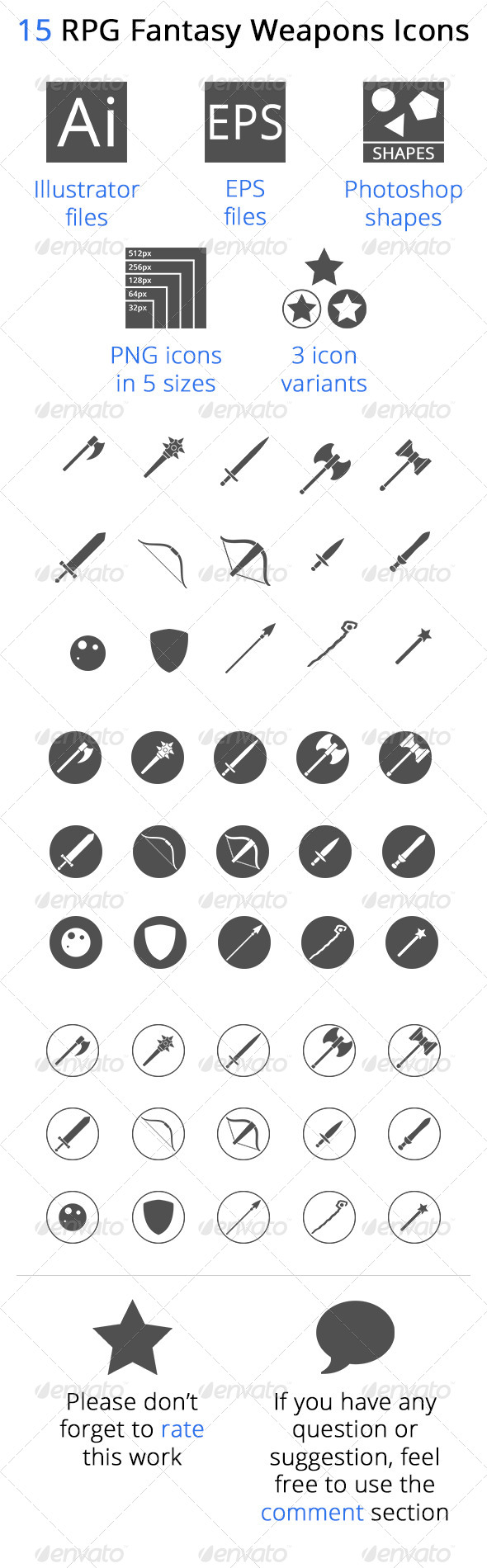 15 RPG Fantasy Weapons Icons - Objects Icons
