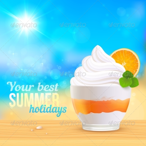 Summer Creamy Dessert on Sunny Beach Summer Creamy Dessert on Sunny Beach