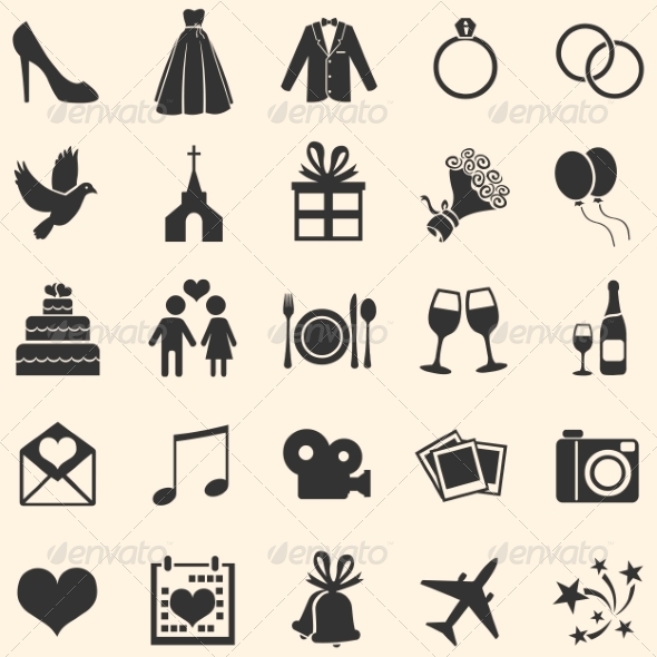 Set of 25 Wedding Icons Set of 25 Wedding Icons