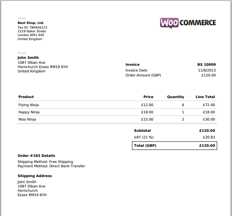 Contoh Invoice Simple - Shoe Susu