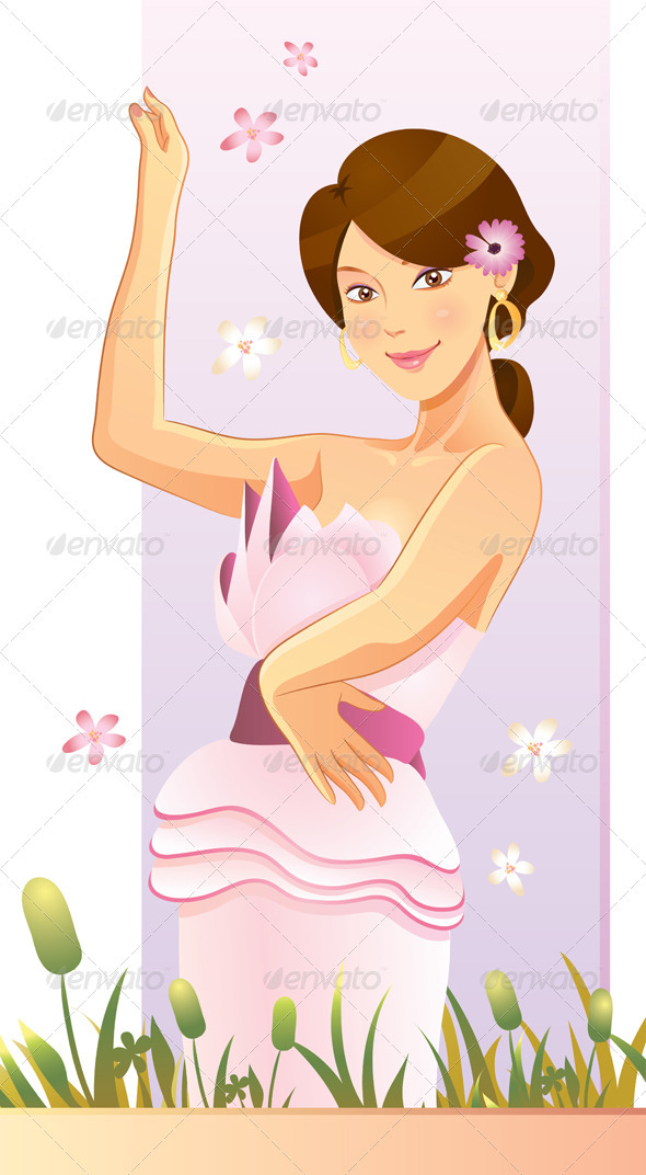 Pretty Flower Girl - People Characters
