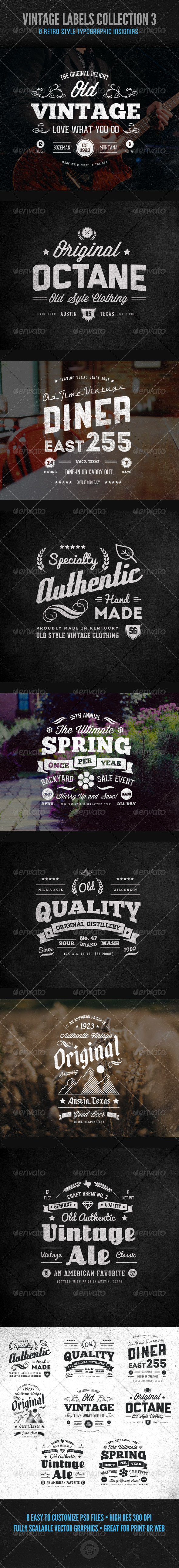 Vintage Labels and Logos Collection 3 - Badges & Stickers Web Elements