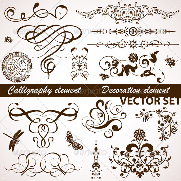Calligraphic and Floral Element Calligraphic and Floral Element