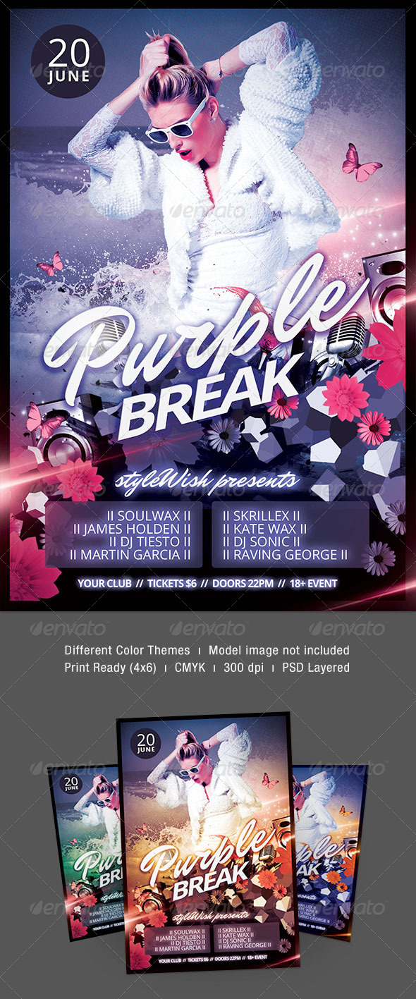 Purple Break Flyer - Clubs & Parties Events