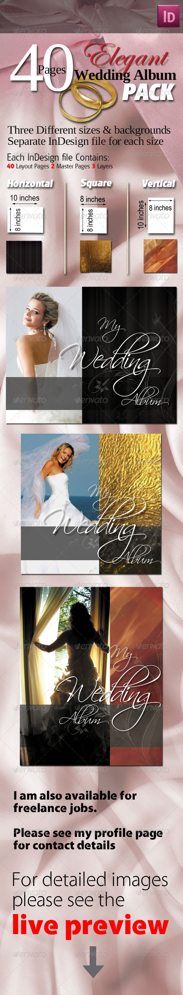 40 Pages Elegant Wedding Albums Pack - Miscellaneous Print Templates