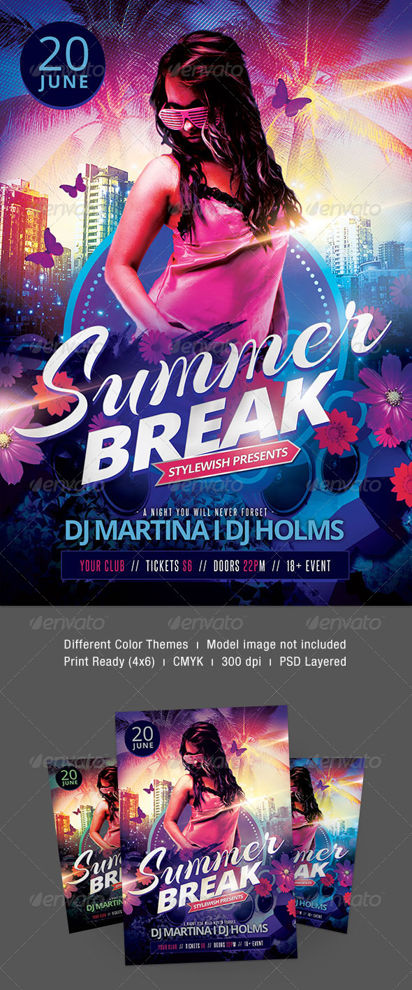 Summer Break Flyer - Clubs & Parties Events