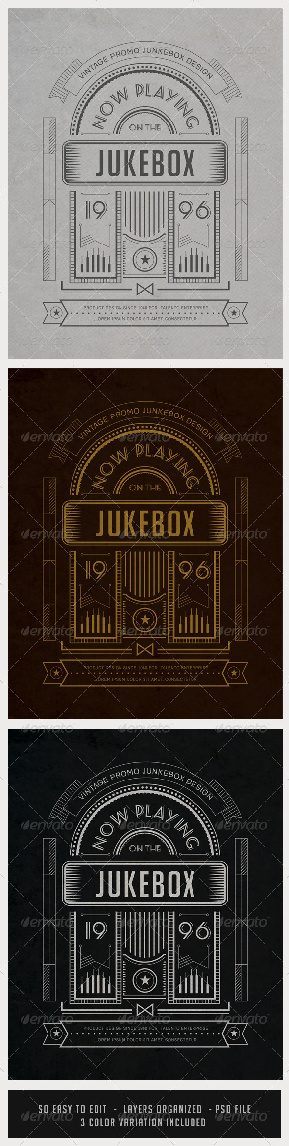 Vintage Junkebox Poster with Shape Layers Vintage Junkebox Poster with Shape Layers