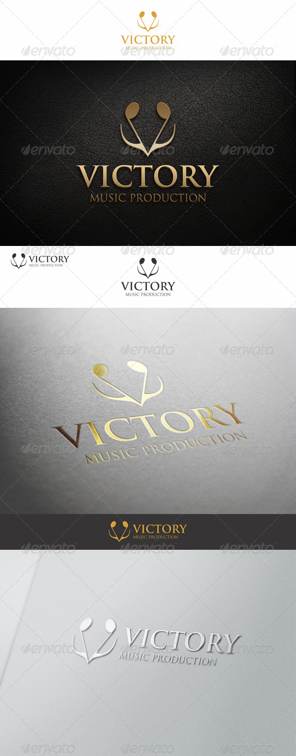 Victory Logo - Note Music Concept - Letters Logo Templates