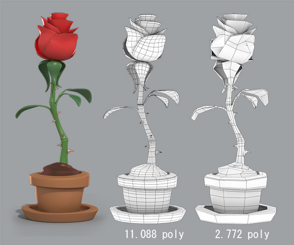 Cartoon Rose in the pot Cartoon Rose in the pot