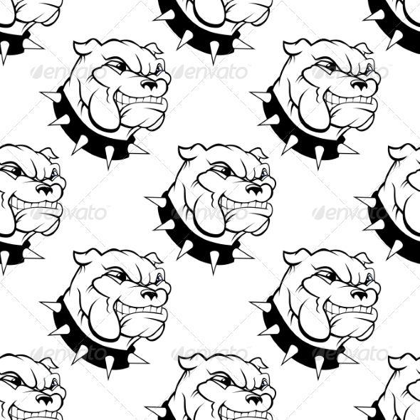 Seamless Pattern of a Dog with a Spiked Collar Seamless Pattern of a Dog with a Spiked Collar