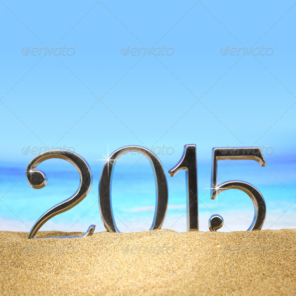 Year 2015 numbers on the beach