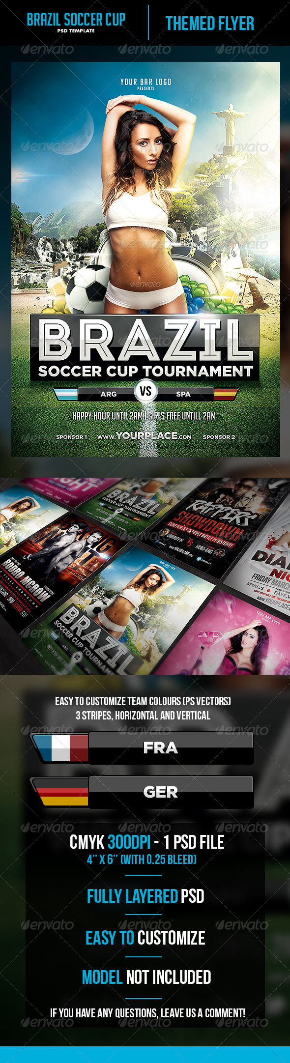 Brazil World Cup Tournament Flyer Template - Sports Events
