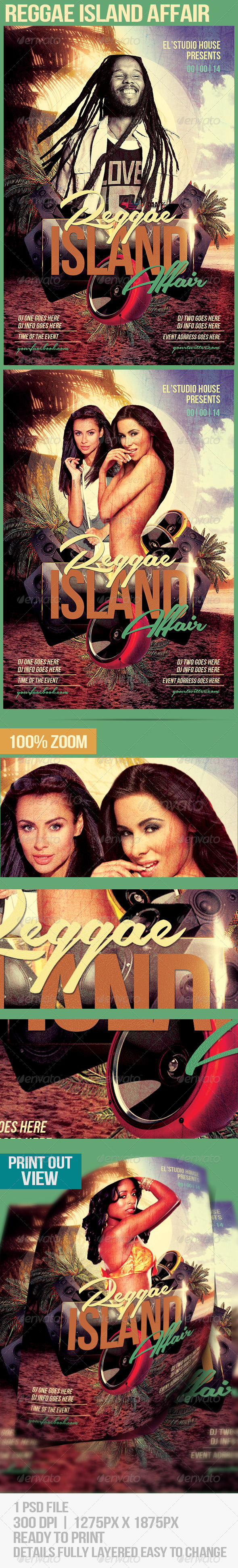 Reggae Island Affair Party Flyer Reggae Island Affair Party Flyer