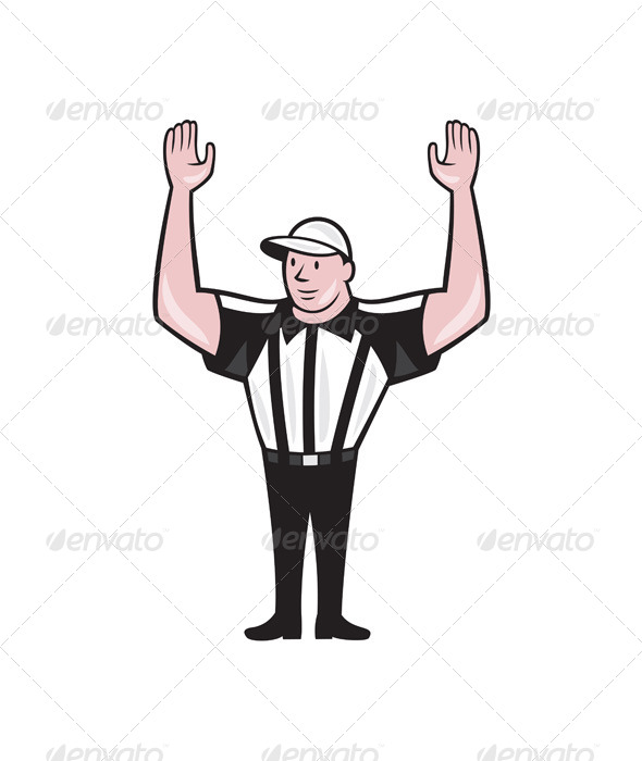 American Football Referee Touchdown Cartoon American Football Referee Touchdown Cartoon