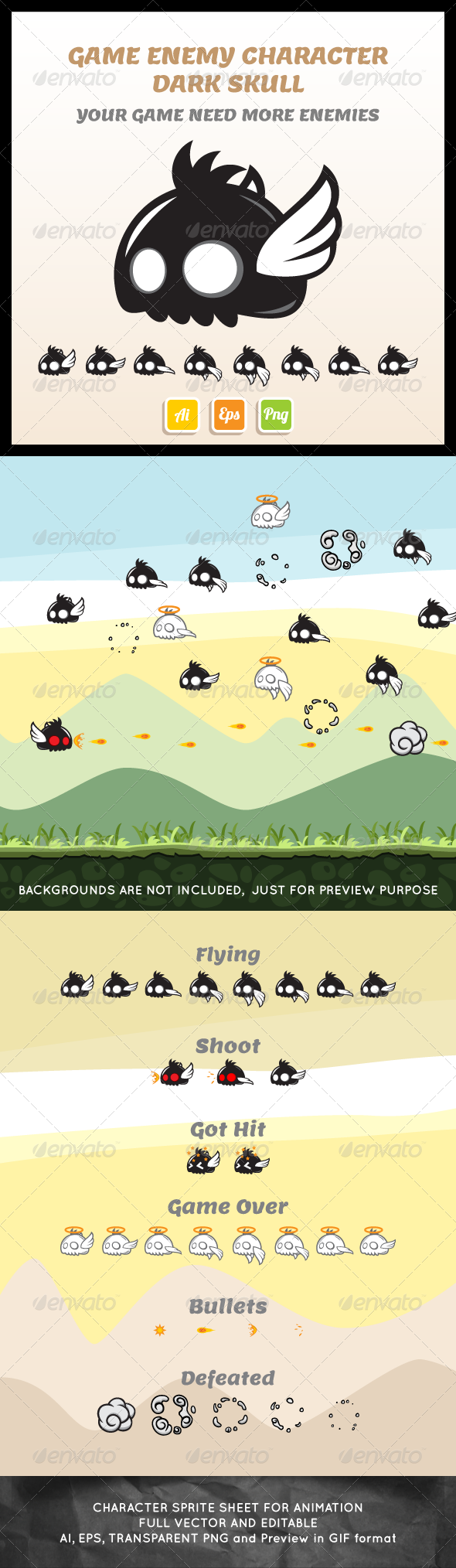 Game Enemy Dark Skull Sprite Sheet Game Enemy Dark Skull Sprite Sheet