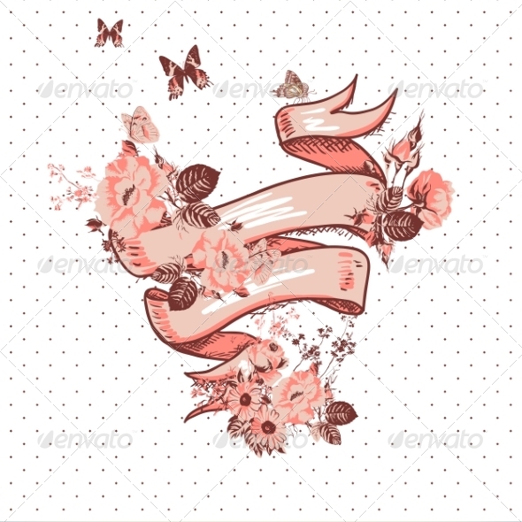 Vintage Floral Card with Ribbon Vintage Floral Card with Ribbon