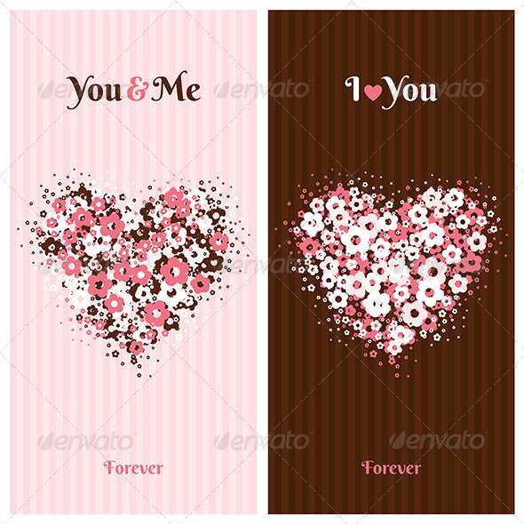 Love Cards with Flower Heart Love Cards with Flower Heart