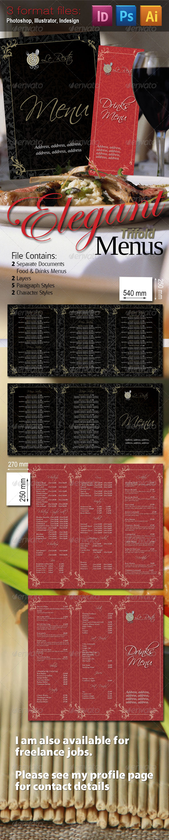 Elegant Trifold Menu Pack