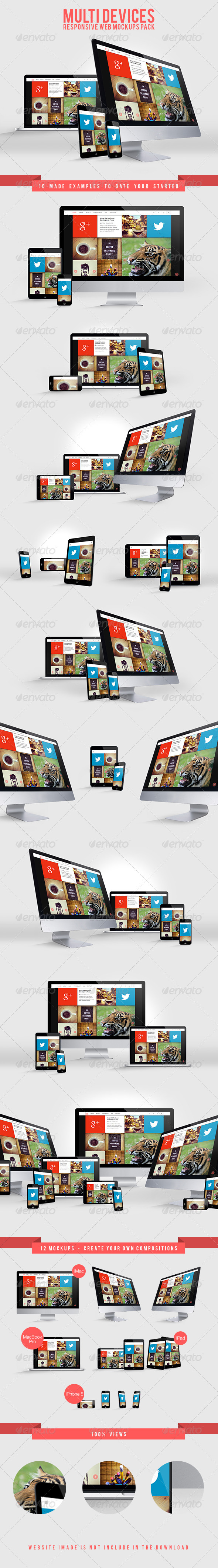 Multi Devices Responsive Web Mockups Pack - Website Displays