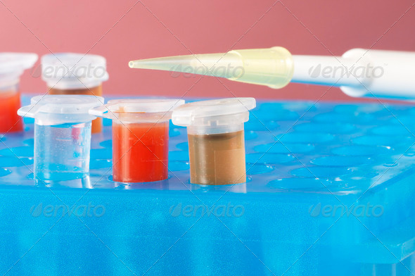 Test tubes with different colored chemicals
