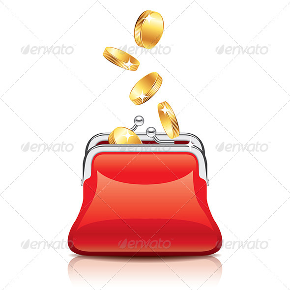 Red Purse and Coins Red Purse and Coins