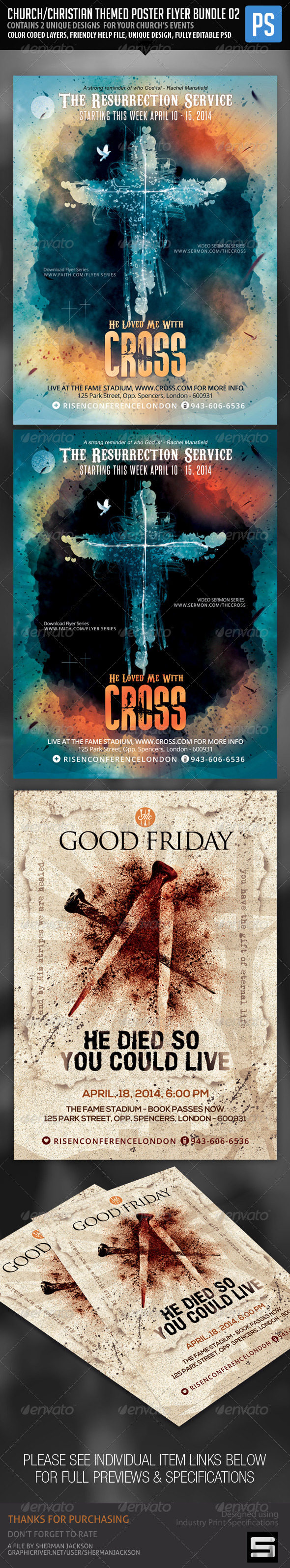Church Christian Themed Poster Flyer Bundle#2 Church Christian Themed Poster Flyer Bundle#2