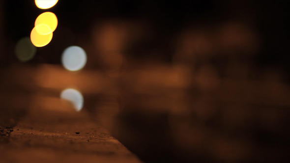 Night Changing Focus Along Sidewalk Night Changing Focus Along Sidewalk