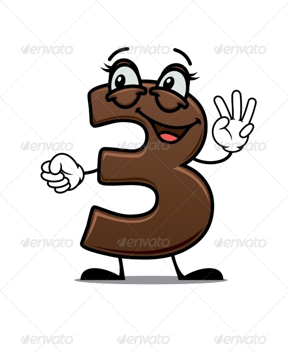 Cheerful Cartoon Number Three Cheerful Cartoon Number Three