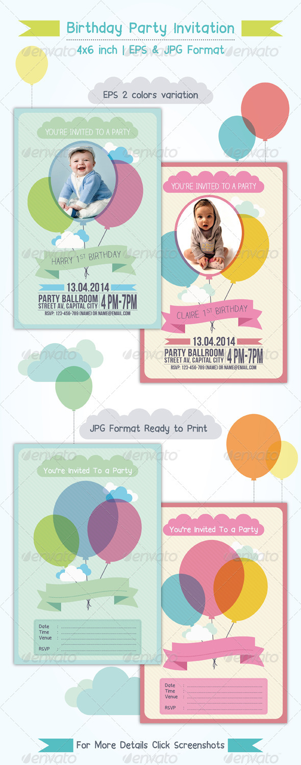 Balloon Birthday Invitation