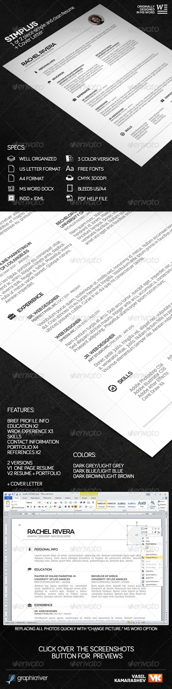 Simplus - 1 or 2 Piece Simple and Clean Resume